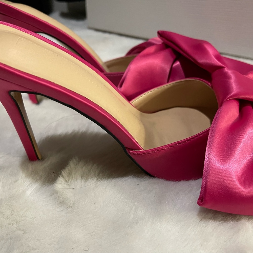 Satin bow mules